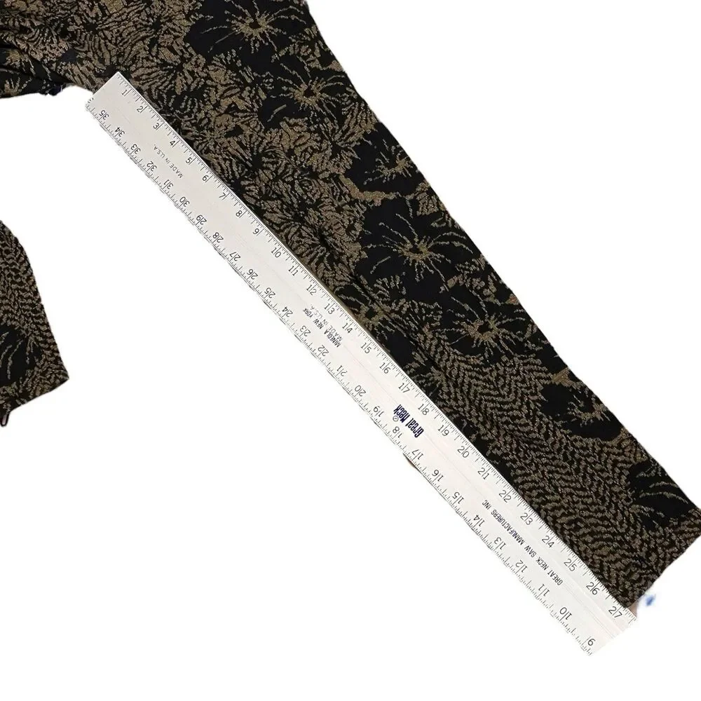 Free‎ People Gold Metallic Ornate Floral Print Leggings Black Boho